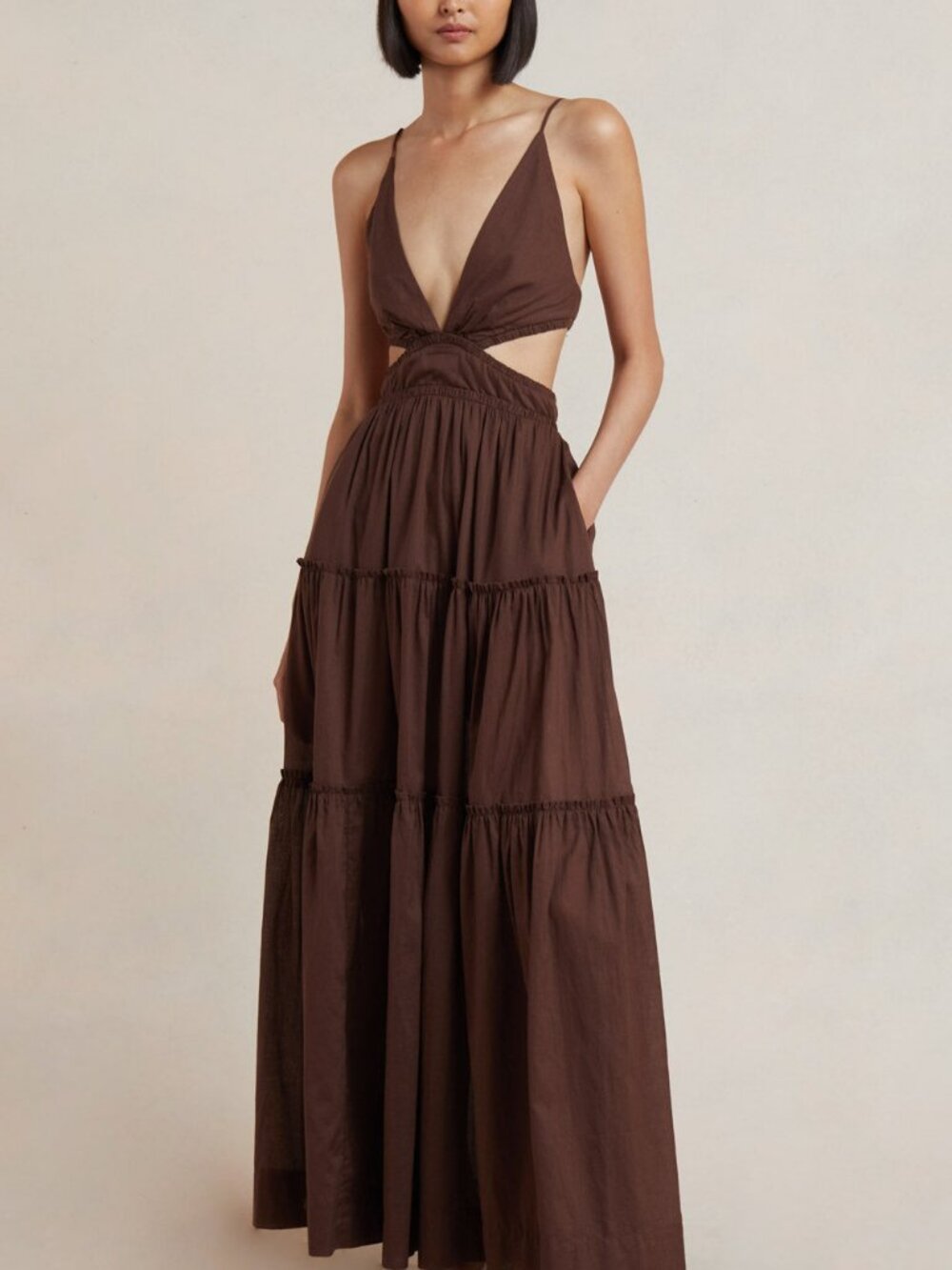 Bec + Bridge Carla V Maxi Dress in Chocolate - Size AU 6 / US 2